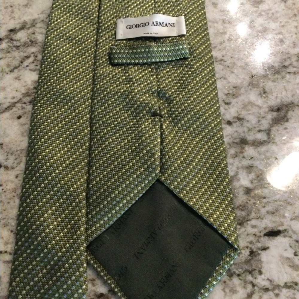 Giorgio Armani Green Olive Textured Silk Tie